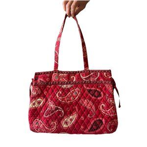 Vera Bradley Shoulder Tote Bag Vintage Red Mesa Paisley Retired 14x10" USA